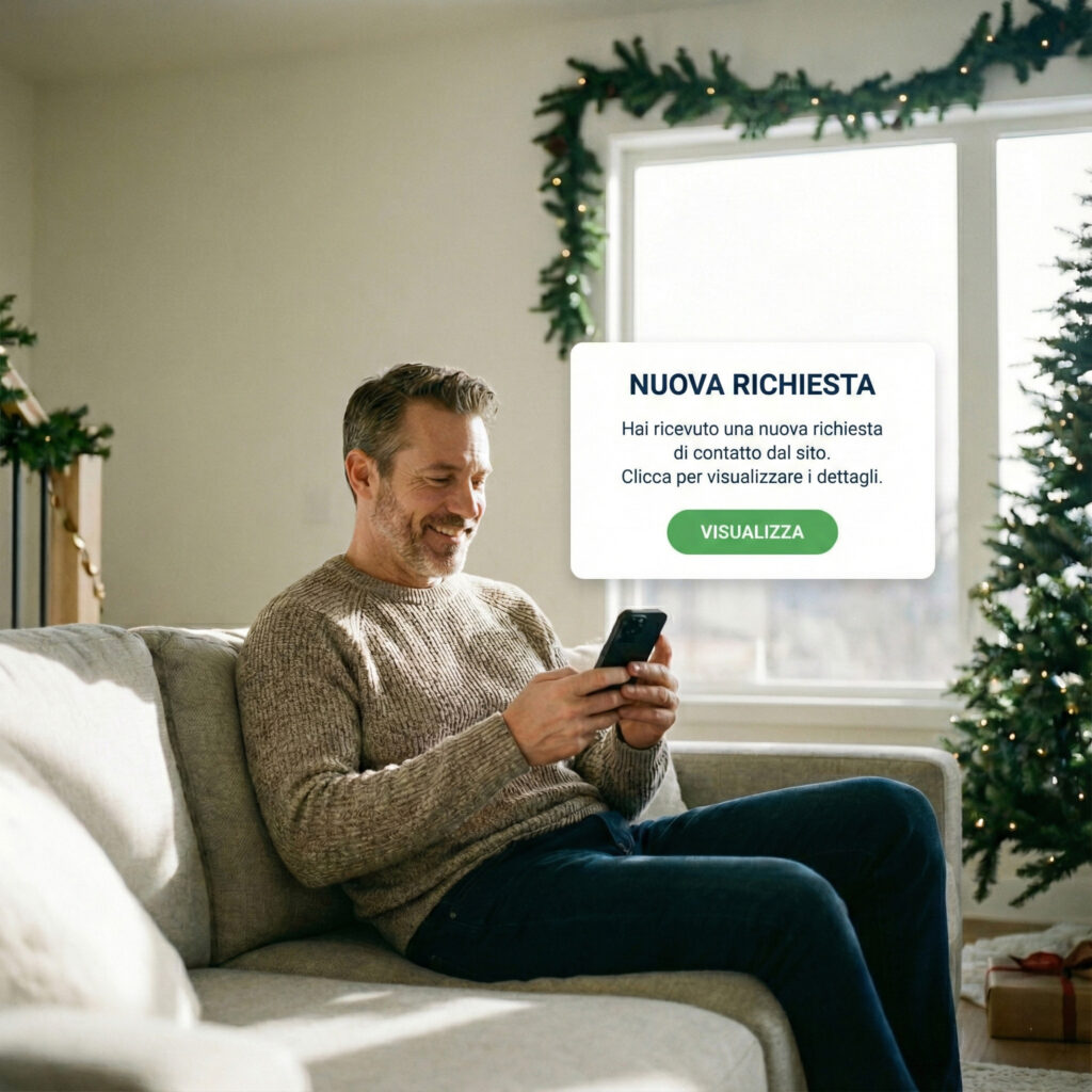 Uomo con telefono su divano