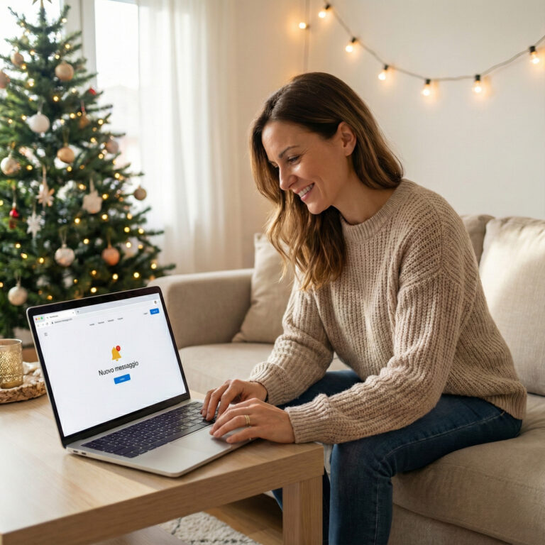 Donna riceve soddisfatta un contatto dal sito